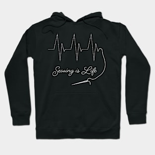 Sewing Heartbeat Pulse - Sewing Is Life Shirt White Hoodie